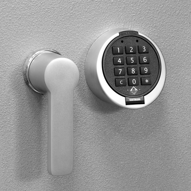 Ohňovzdorný trezor odolný proti vlámaniu D 109-10 s kódovým zámkom, vo farbe RAL 7035